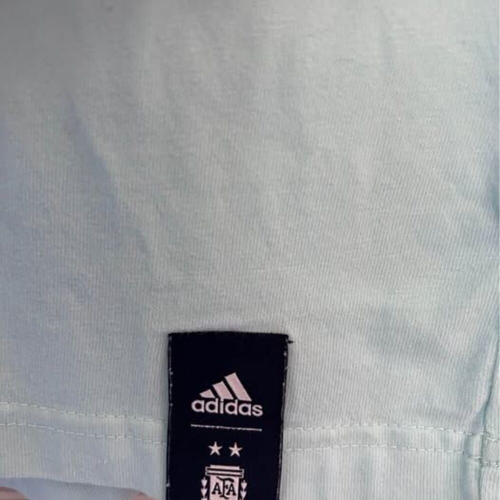Adidas Graphic T-Shirt Mens Size Medium Light Blue Short Sleeve Chest Back Print - Picture 6 of 8